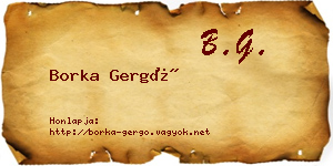 Borka Gergő névjegykártya